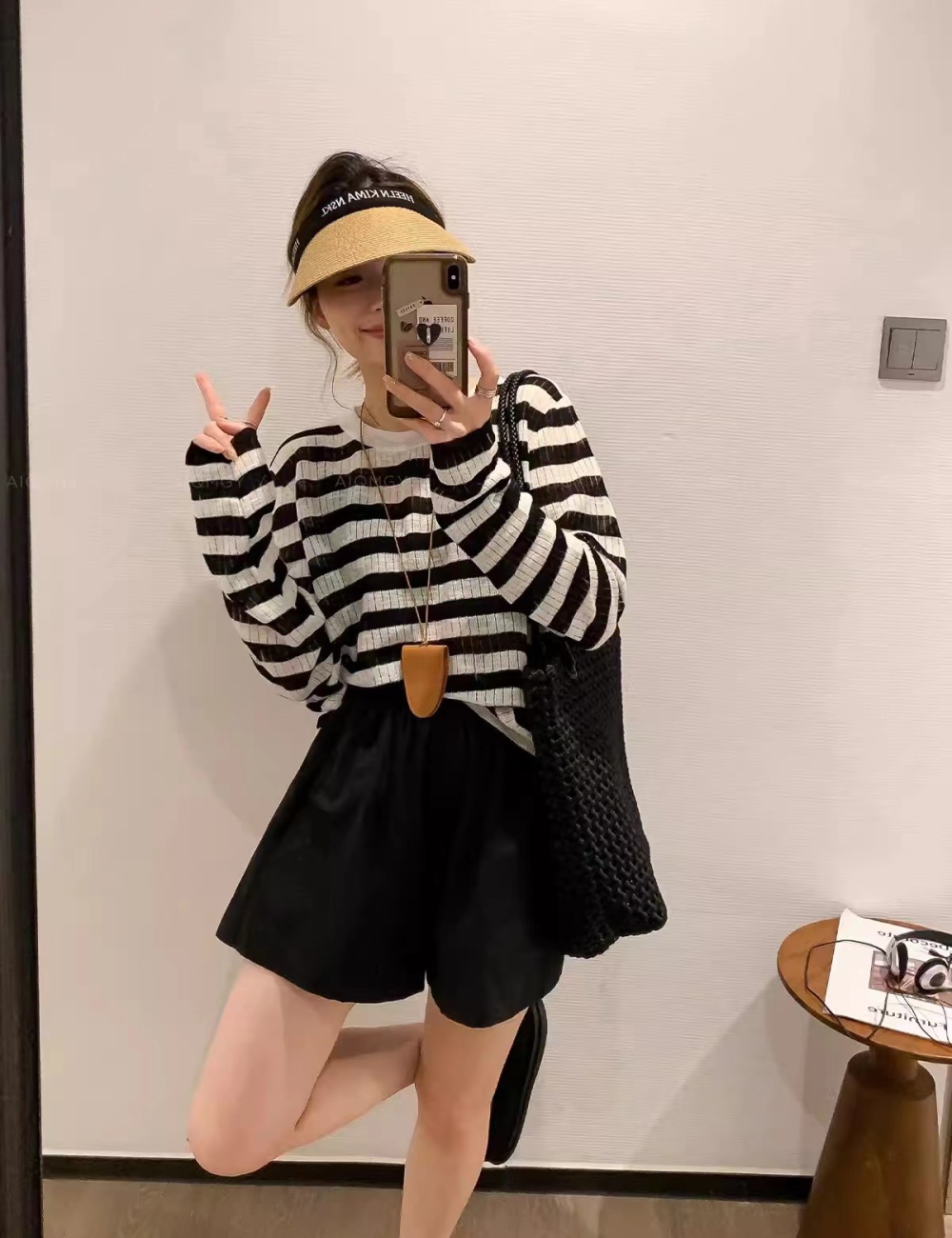 Fashion summer tops stripe long sleeve sweater for women