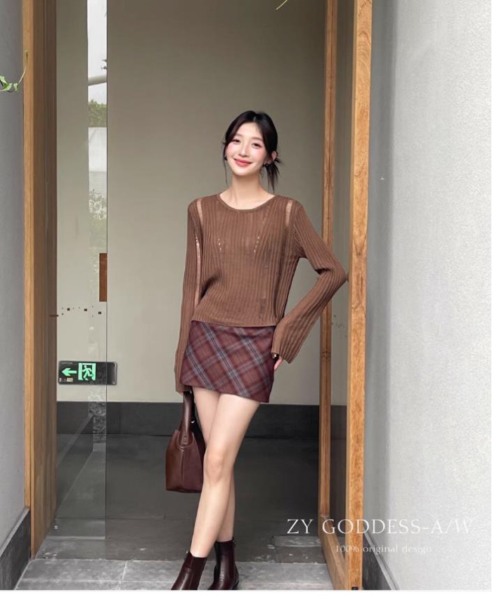 Casual loose autumn sweater hollow all-match niche tops