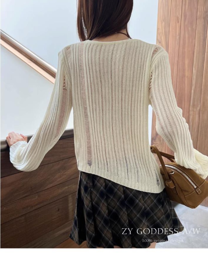 Casual loose autumn sweater hollow all-match niche tops