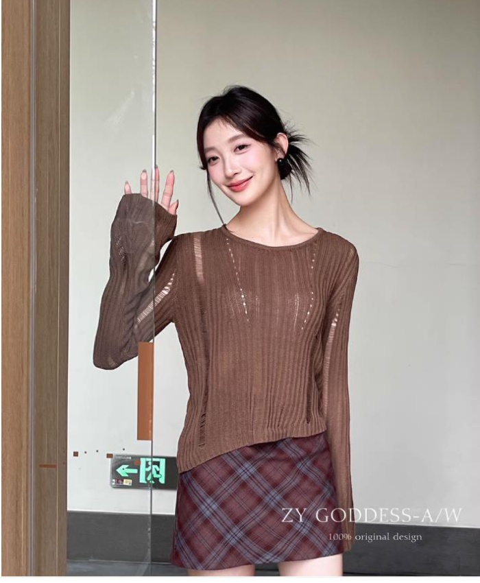 Casual loose autumn sweater hollow all-match niche tops