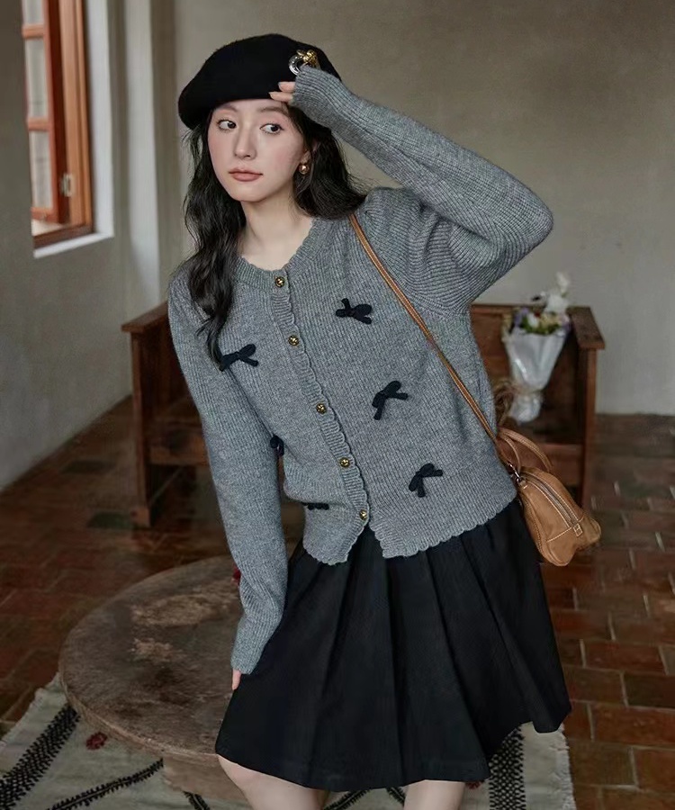 Inside the ride gray tops France style long sleeve coat