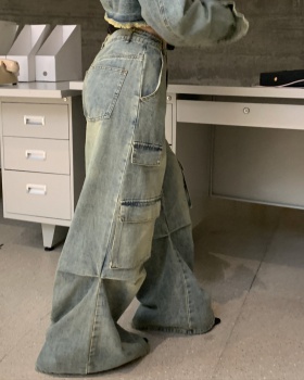 American style straight jeans loose wide leg pants