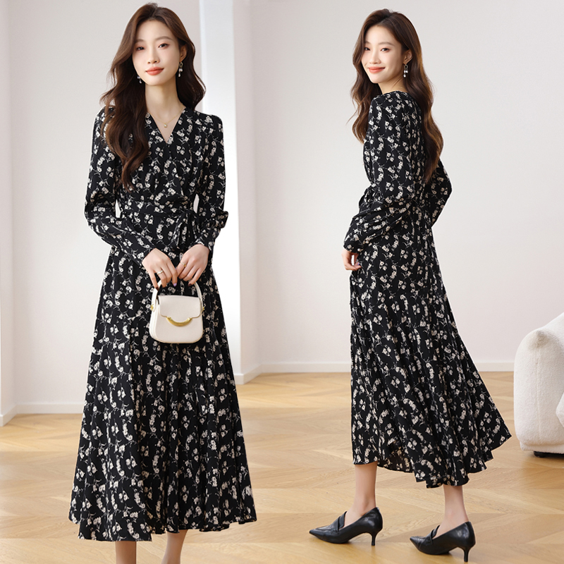 Floral mermaid long sleeve dress for women