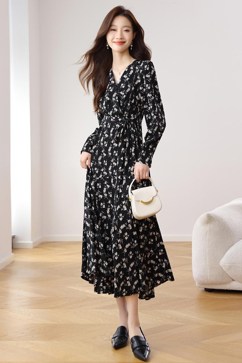 Floral mermaid long sleeve dress for women