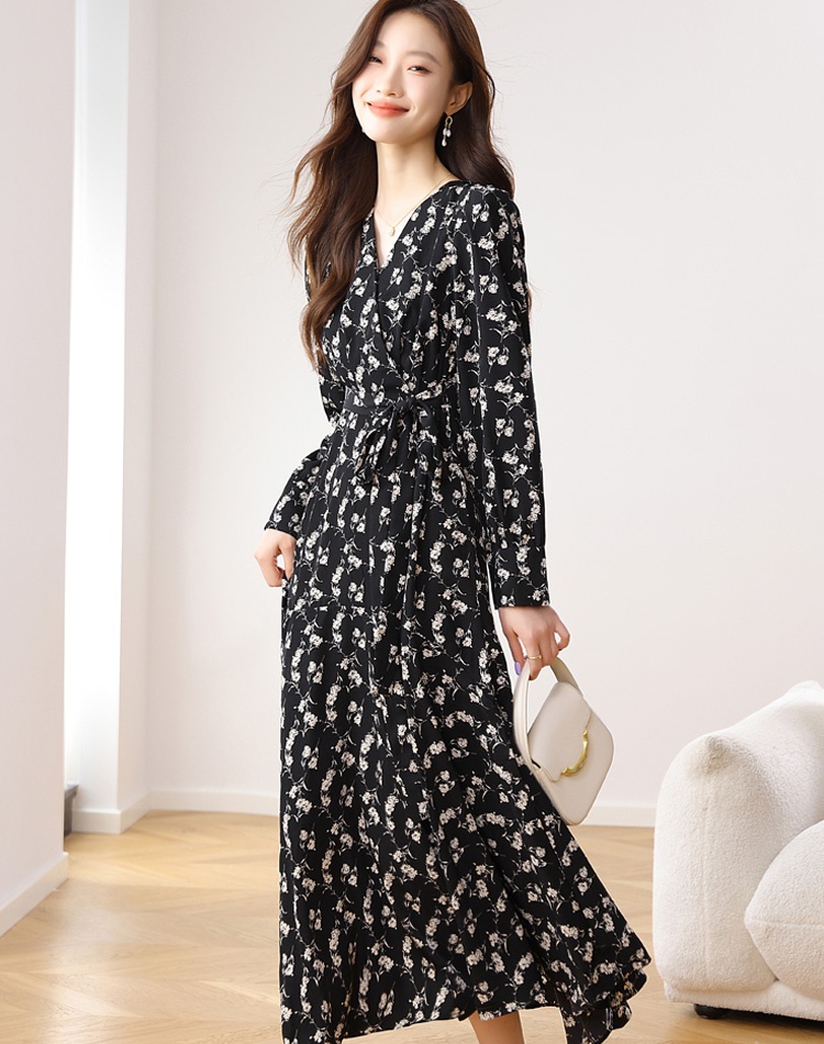 Floral mermaid long sleeve dress for women