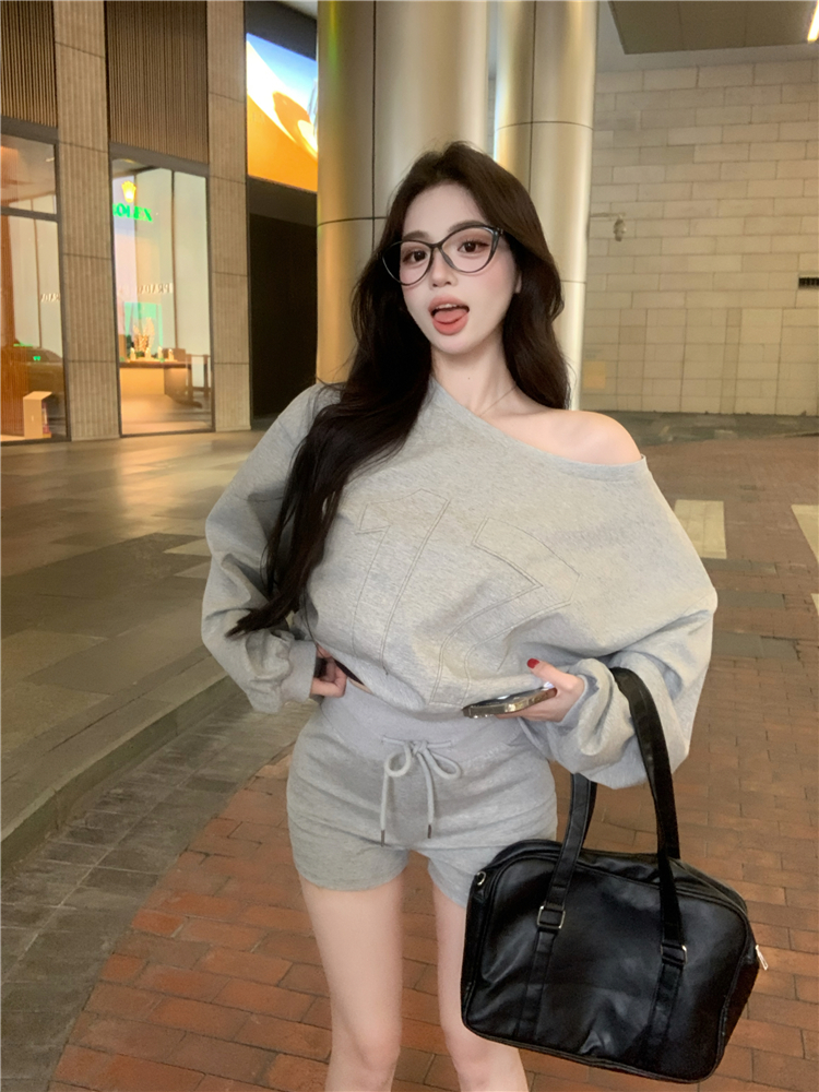 Casual shorts hoodie 2pcs set for women