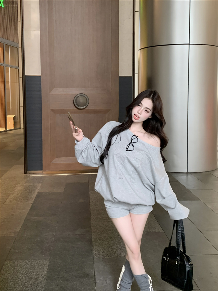 Casual shorts hoodie 2pcs set for women