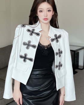 Long sleeve chain cardigan rhinestone short coat