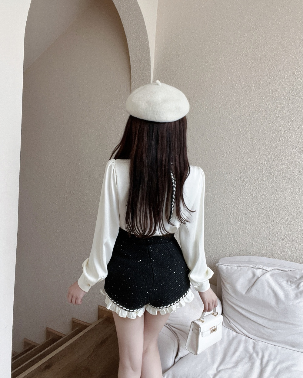 Autumn chanelstyle shorts long sleeve shirt a set