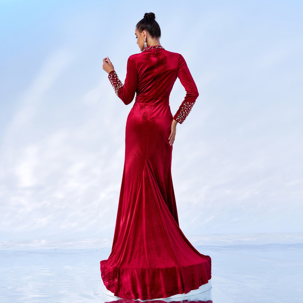 Velvet dress temperament bridesmaid dress for women