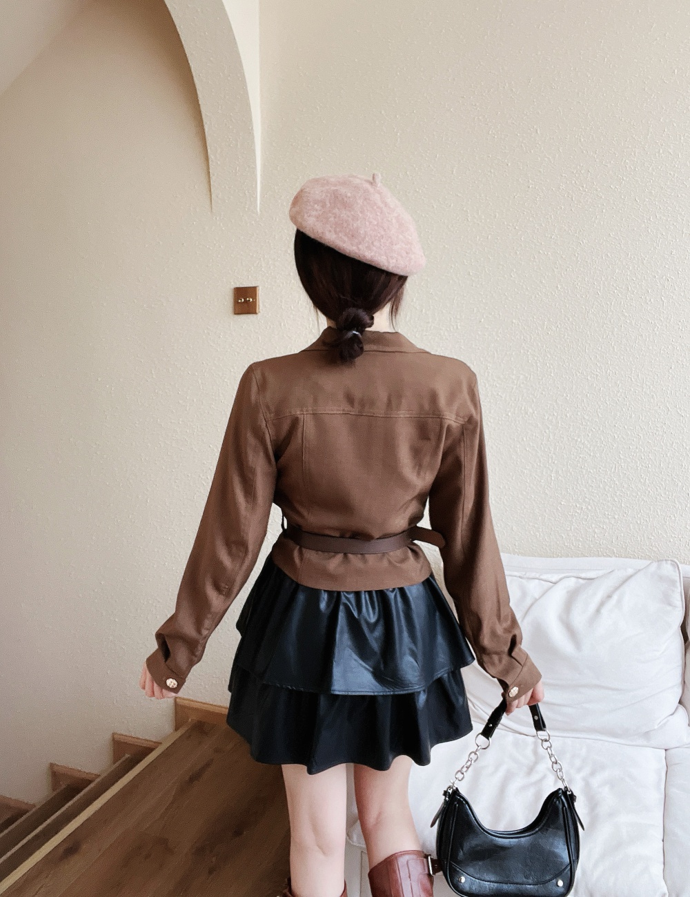 Pleated Western style tops temperament skirt 2pcs set