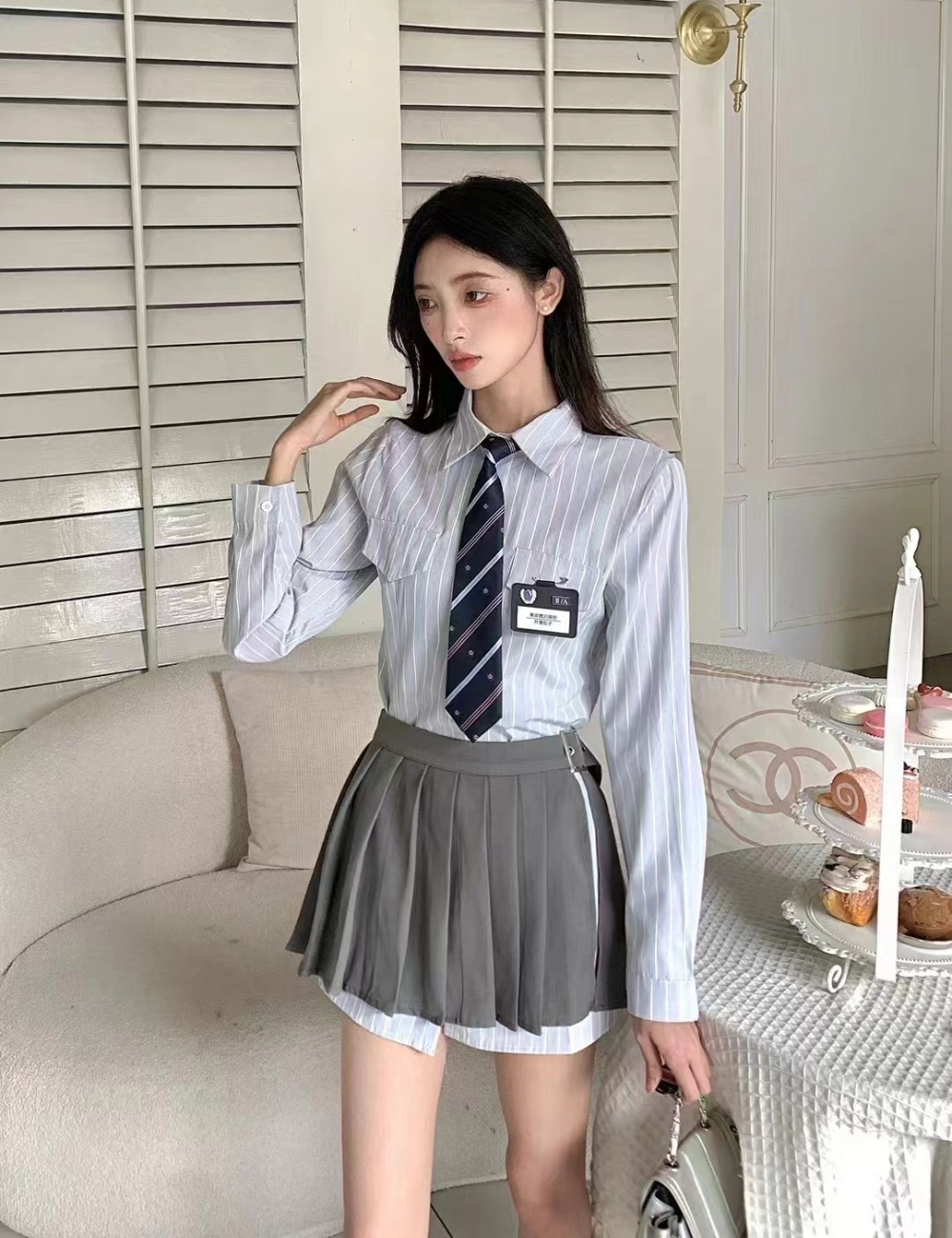 College style pleated uniform American style skirt a set