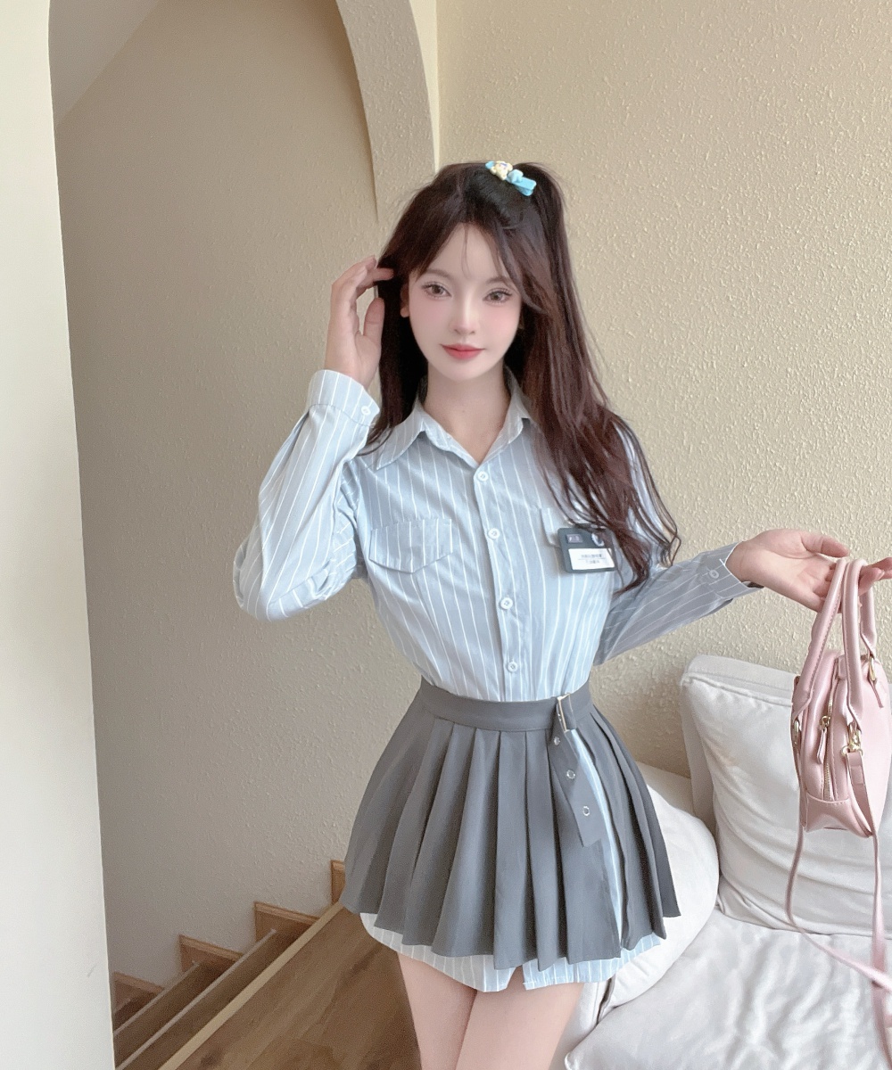 College style pleated uniform American style skirt a set