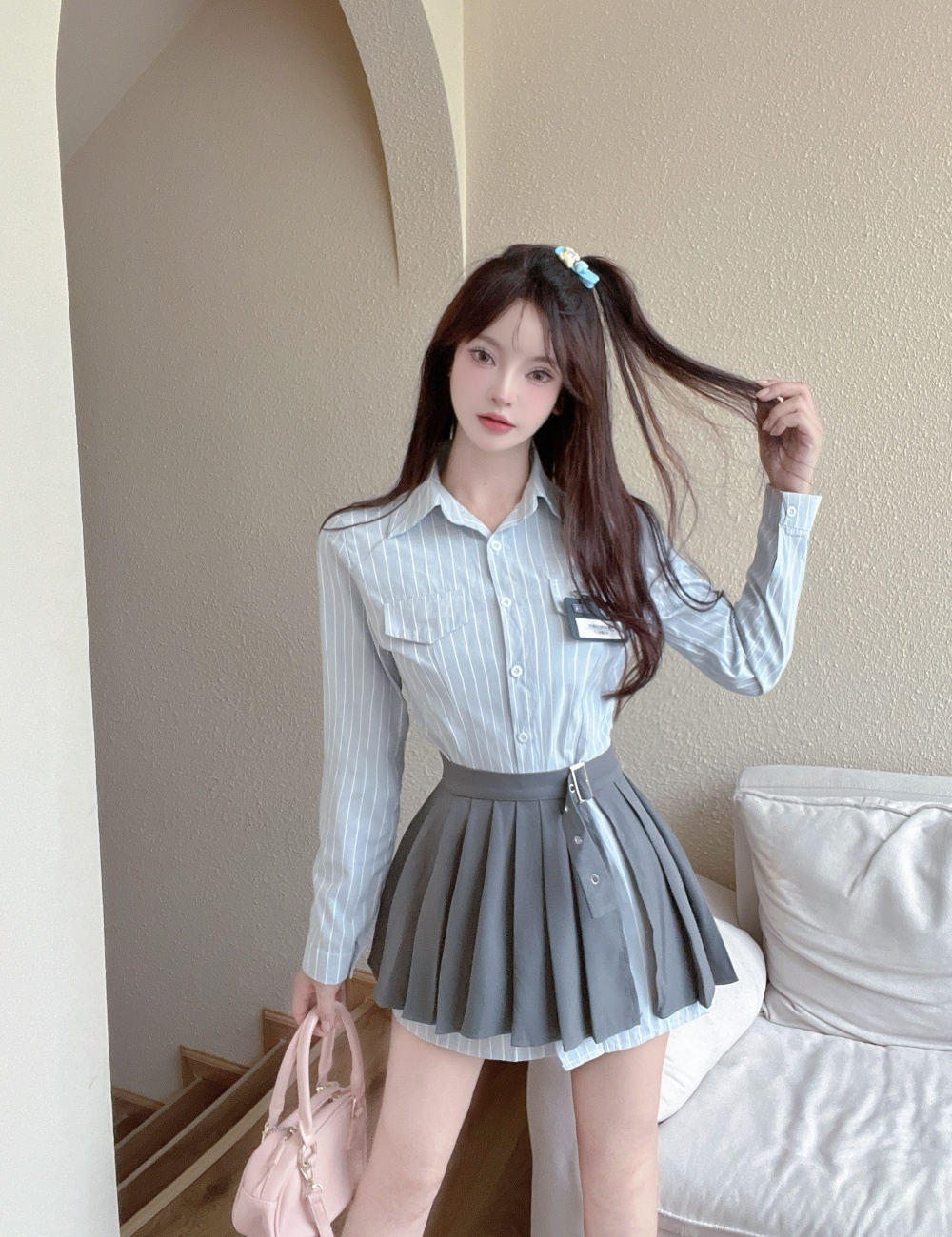 College style pleated uniform American style skirt a set