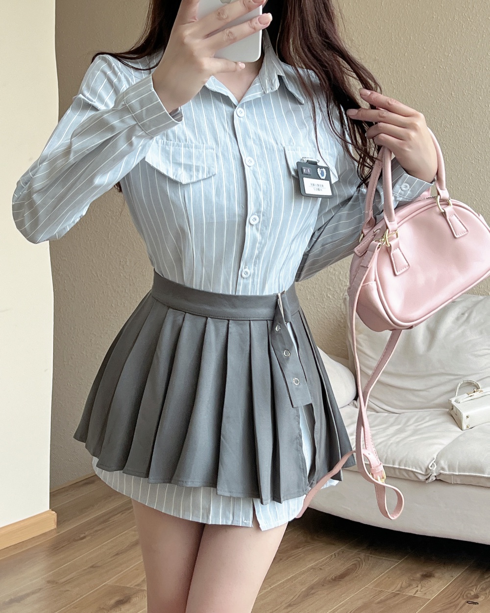 College style pleated uniform American style skirt a set