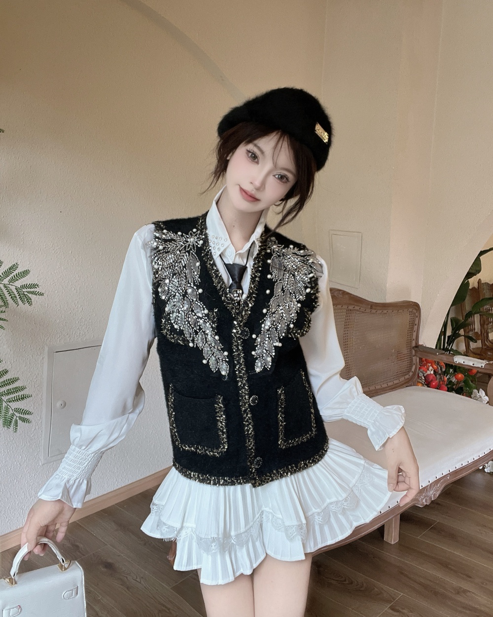 Sequins wing chanelstyle waistcoat sweet beading coat