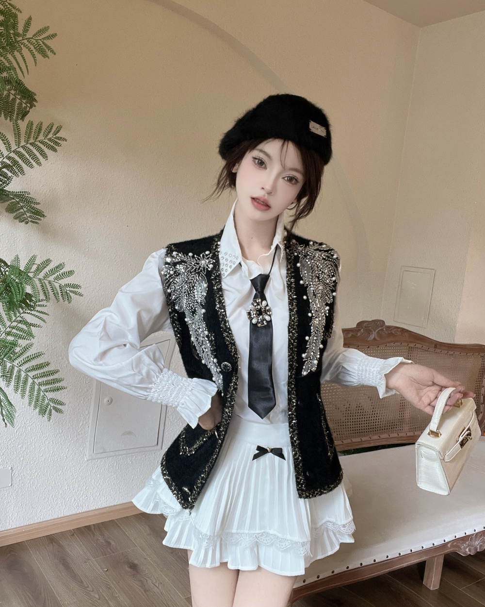 Sequins wing chanelstyle waistcoat sweet beading coat