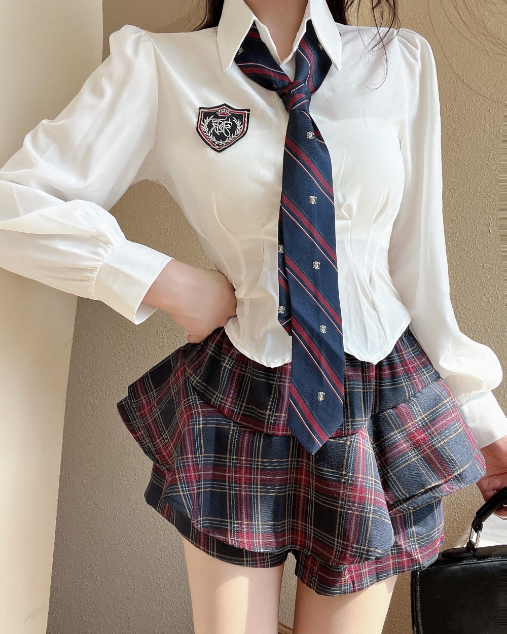 Show young uniform Korean style skirt 2pcs set for women