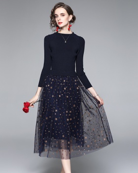 Splice star long dress autumn and winter dress