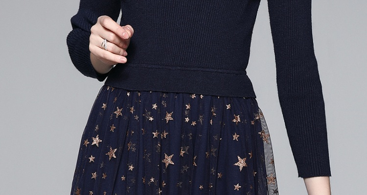 Splice star long dress autumn and winter dress