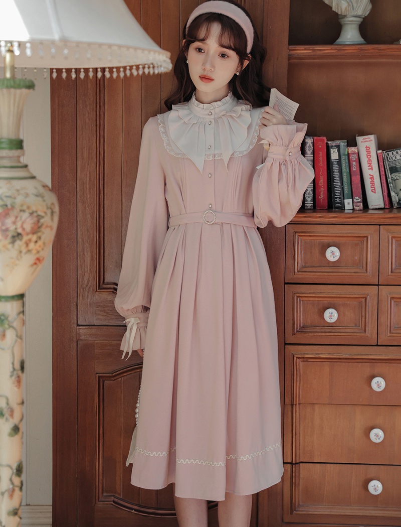 Slim spring and autumn retro Pseudo-two dress