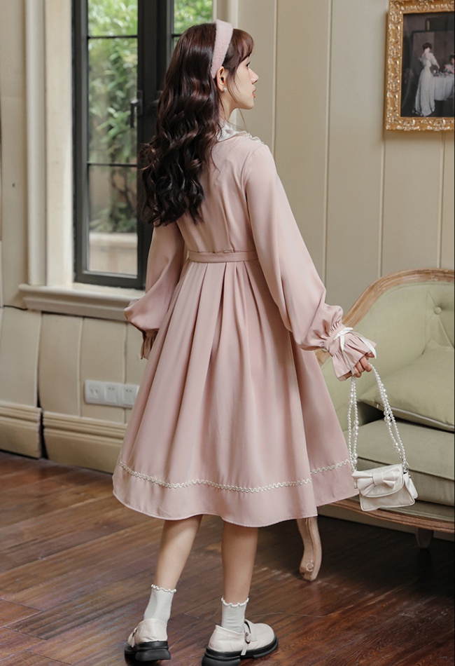 Slim spring and autumn retro Pseudo-two dress