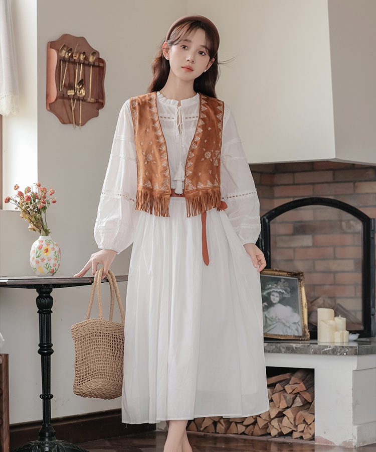 Beautiful waistcoat long dress 2pcs set for women