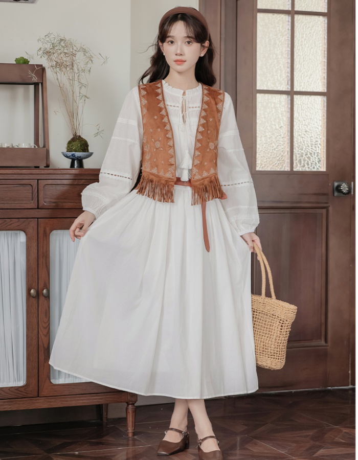 Beautiful waistcoat long dress 2pcs set for women