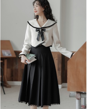 Temperament niche art refreshing skirt 2pcs set