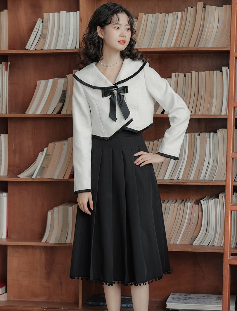 Temperament niche art refreshing skirt 2pcs set