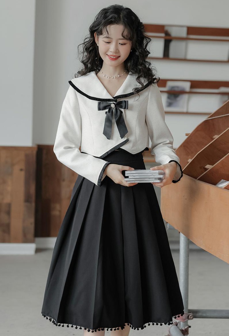 Temperament niche art refreshing skirt 2pcs set