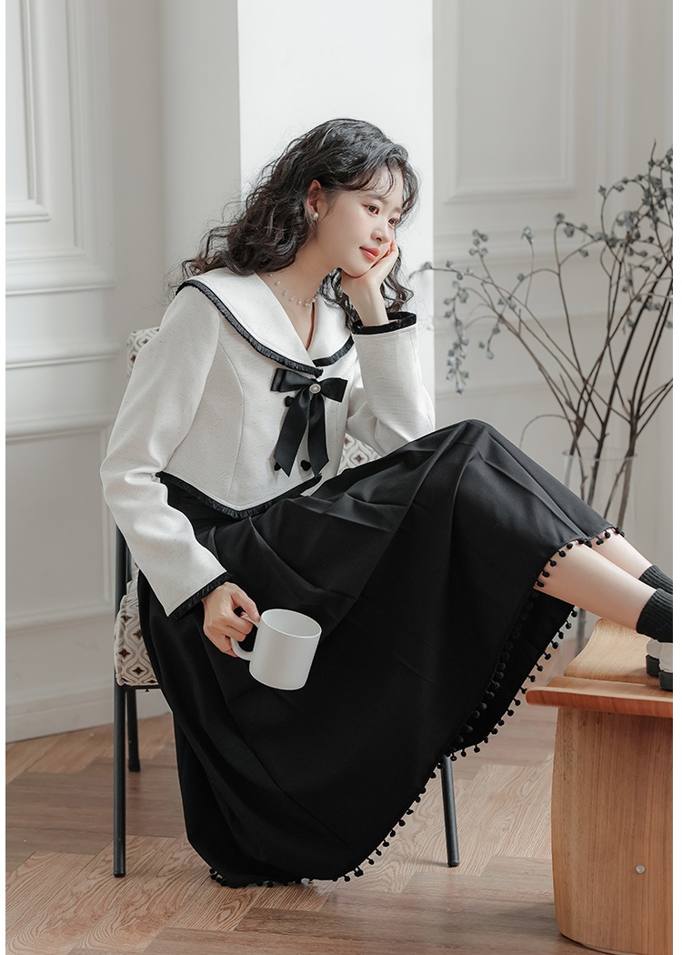 Temperament niche art refreshing skirt 2pcs set