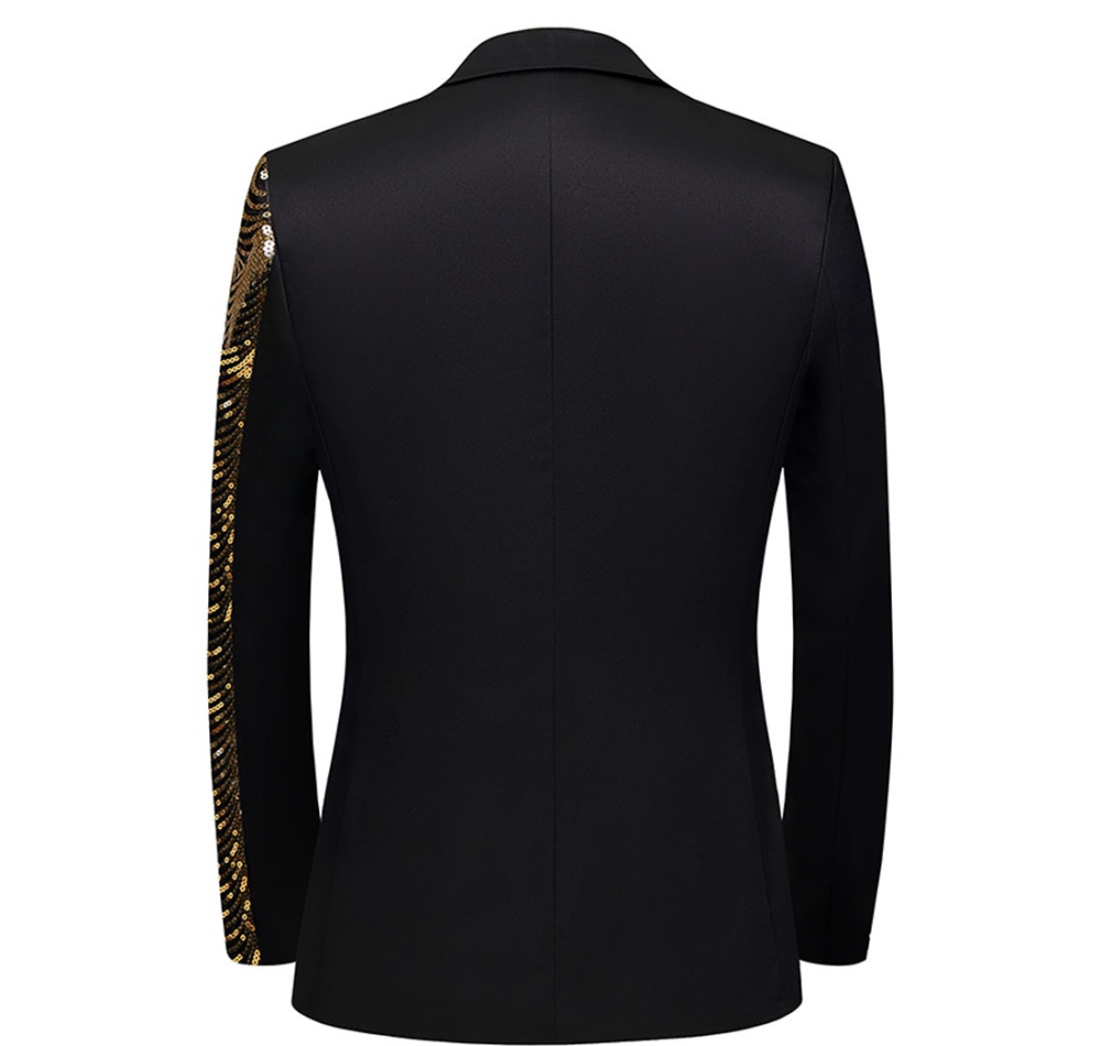 Party waves splice coat sequins gold business suit