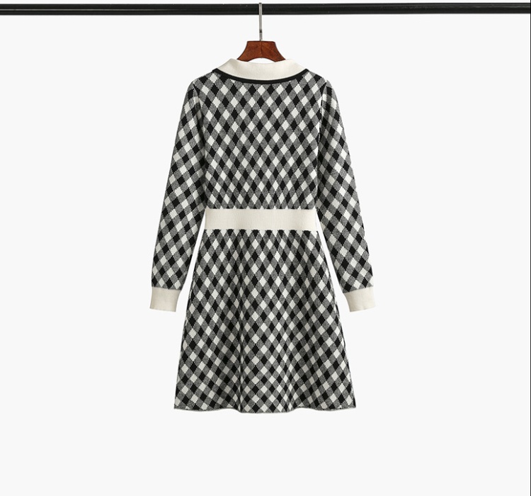 Small plaid slim dress chanelstyle sweater dress for women