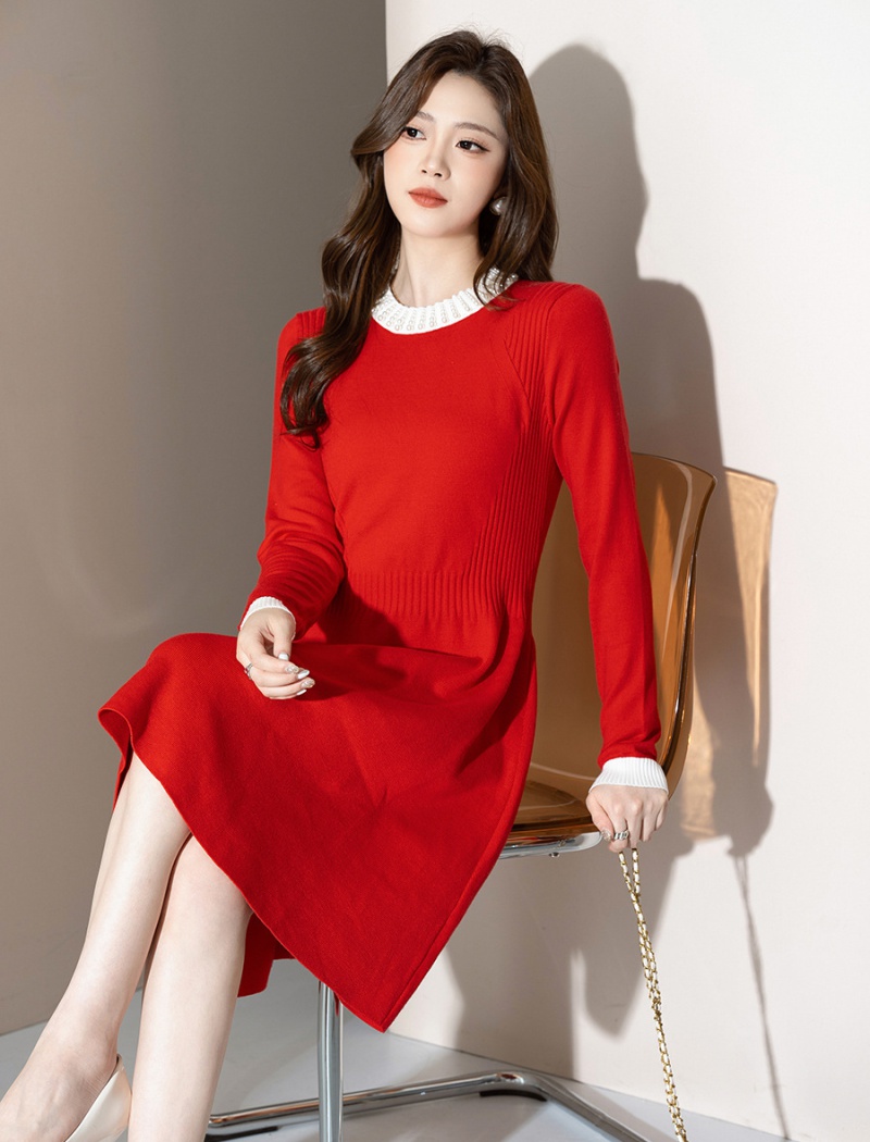 Beading knitted sweater dress chanelstyle dress for women