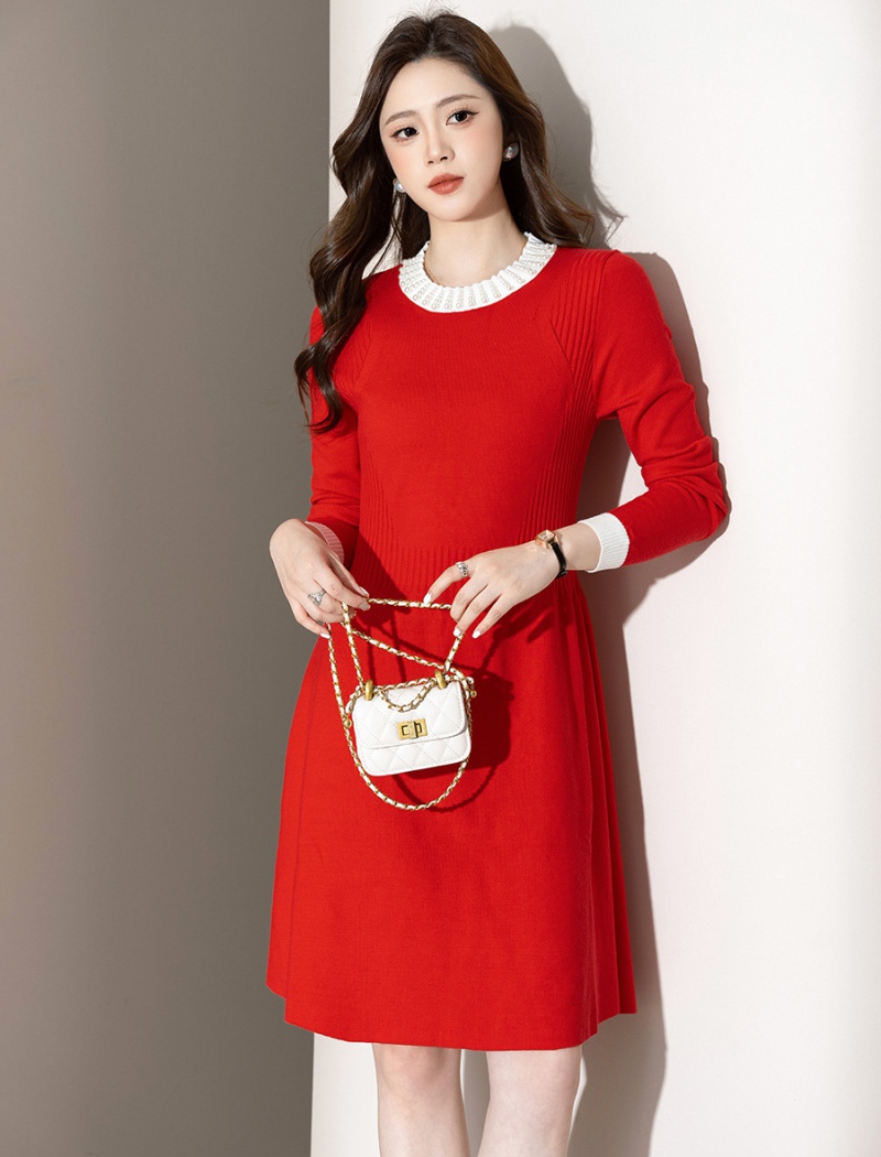 Beading knitted sweater dress chanelstyle dress for women