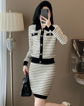 Casual cardigan knitted skirt 2pcs set for women