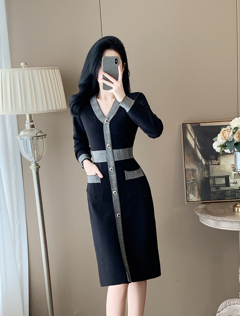 Autumn and winter exceed knee long dress for women