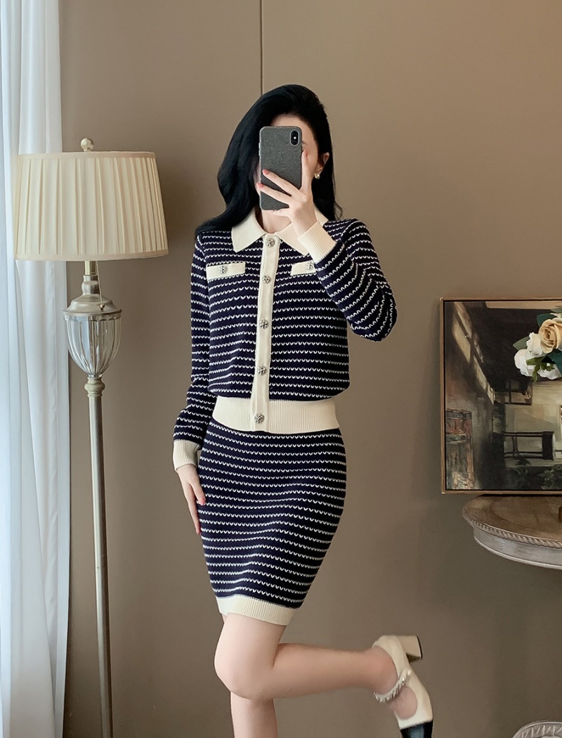 France style short skirt ladies coat 2pcs set for women