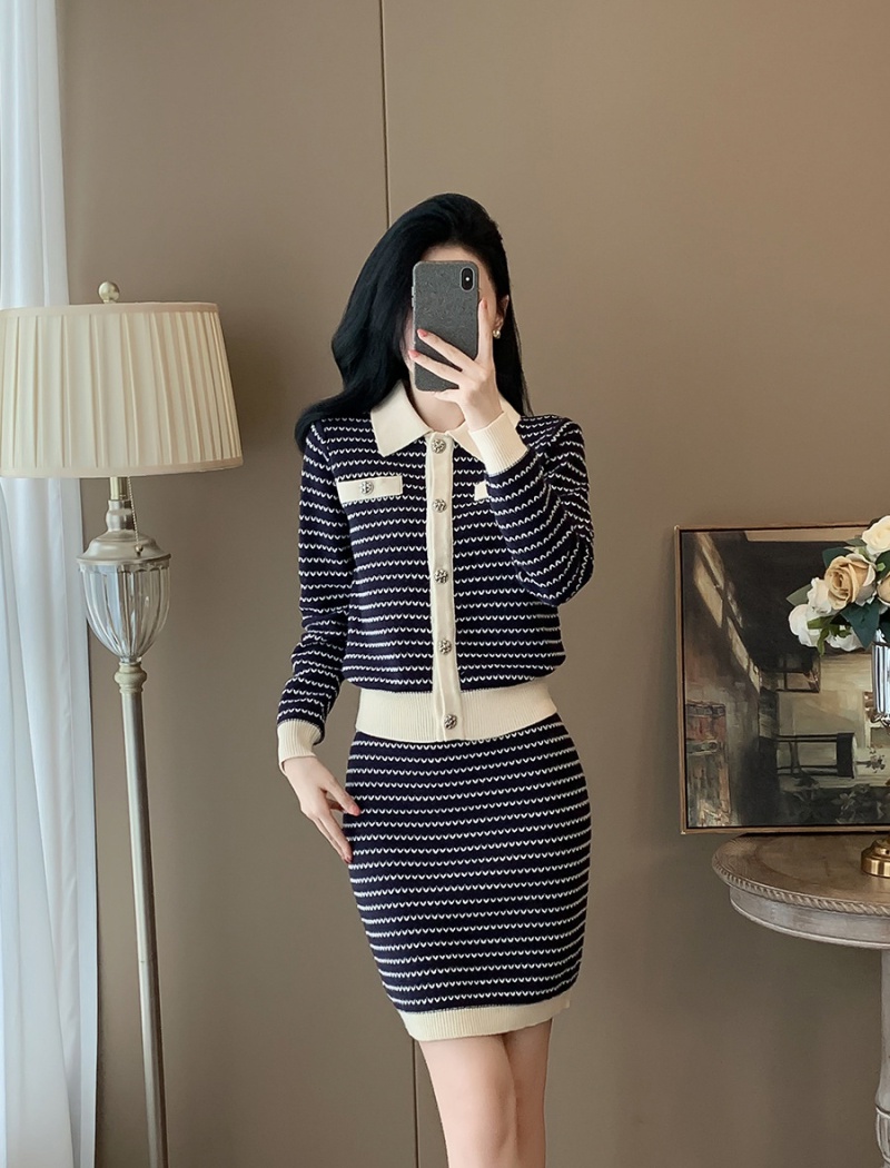 France style short skirt ladies coat 2pcs set for women