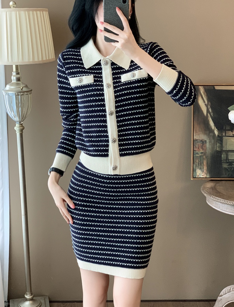 France style short skirt ladies coat 2pcs set for women