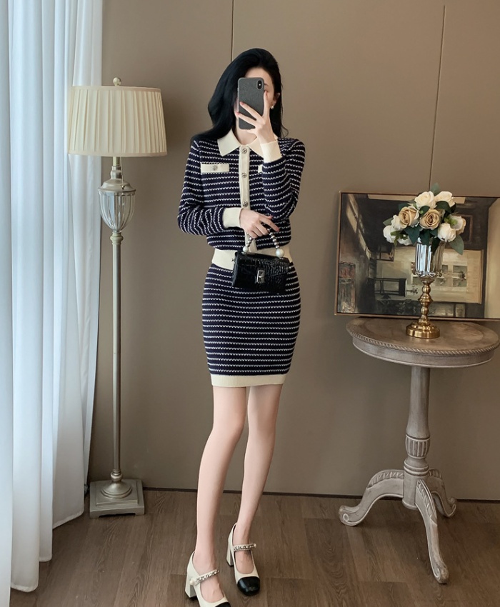 France style short skirt ladies coat 2pcs set for women