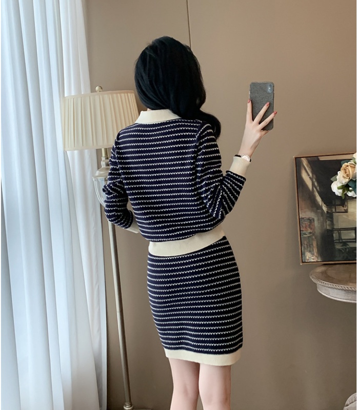 France style short skirt ladies coat 2pcs set for women