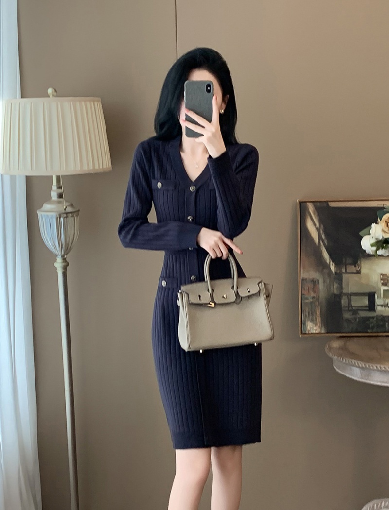 A-line slim sweater autumn bottoming dress for women