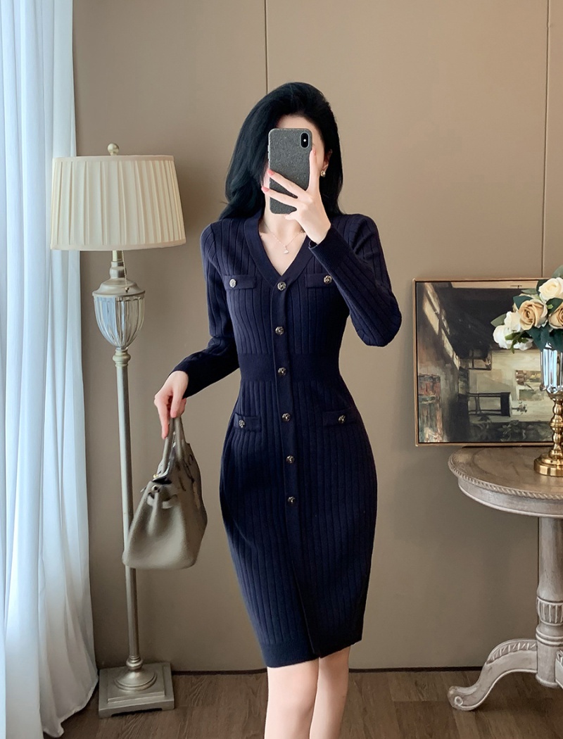 A-line slim sweater autumn bottoming dress for women