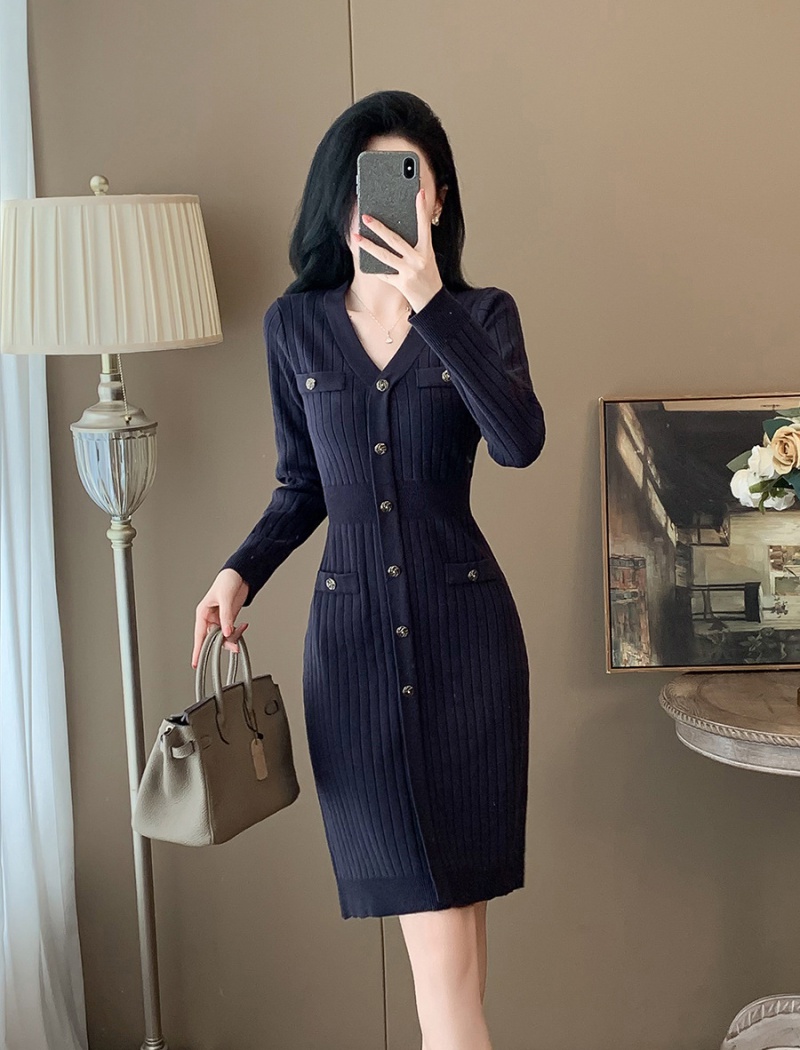 A-line slim sweater autumn bottoming dress for women