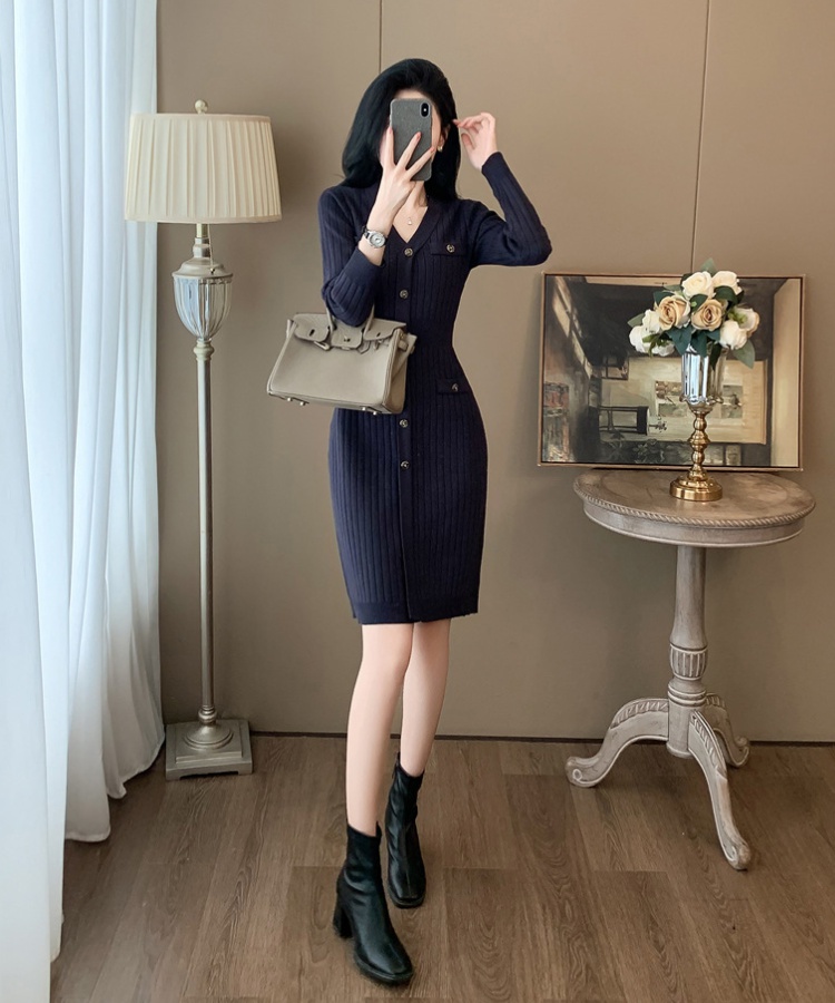 A-line slim sweater autumn bottoming dress for women