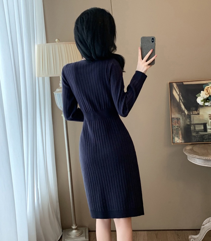 A-line slim sweater autumn bottoming dress for women