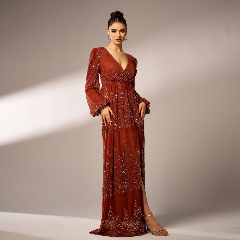 Sexy evening dress long sleeve bridesmaid dress for women