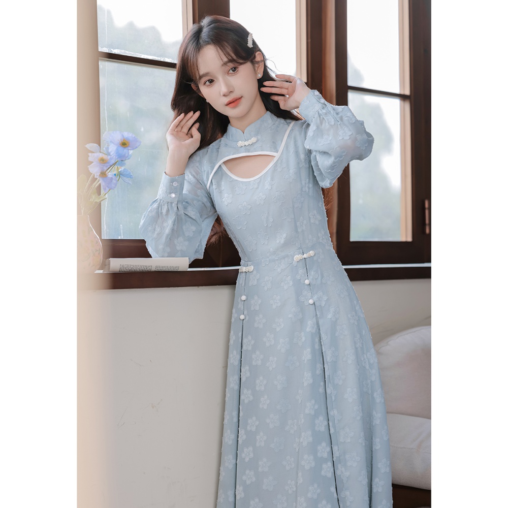 Retro temperament light dress spring and autumn maiden cheongsam